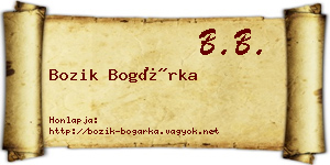 Bozik Bogárka névjegykártya